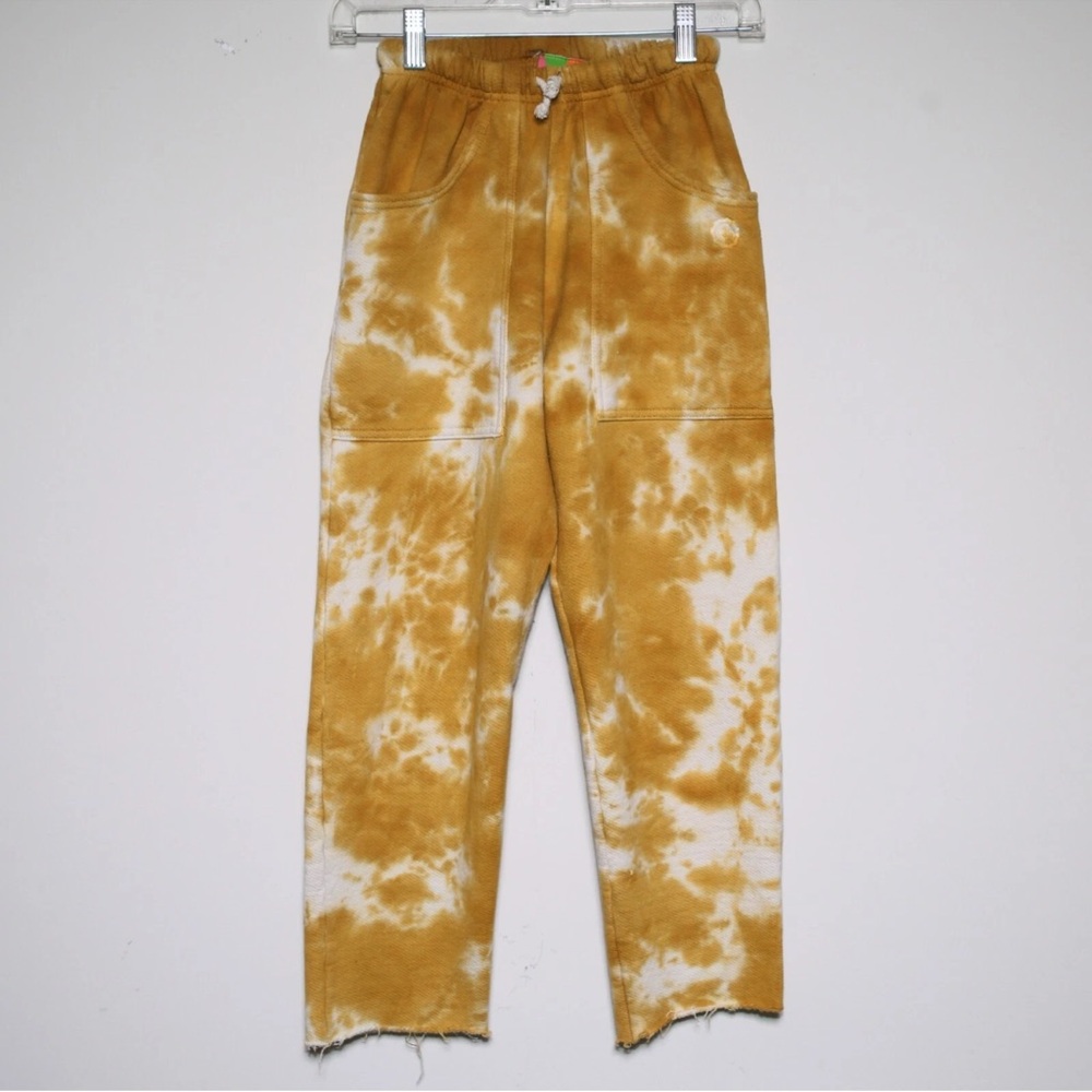 BIG BUD - Gold Tie-Dye 100% Cotton Raw Hem Sweatpants Pants - Women's XXS, 2XS